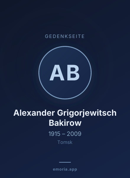 Gedenkportrait von Alexander Grigorjewitsch Bakirow