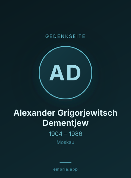 Gedenkportrait von Alexander Grigorjewitsch Dementjew