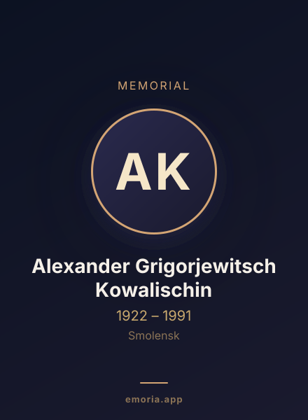 Memorial portrait of Alexander Grigorjewitsch Kowalischin