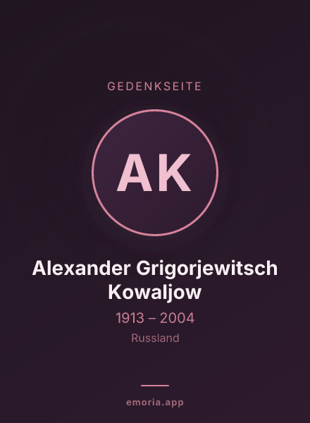 Gedenkportrait von Alexander Grigorjewitsch Kowaljow