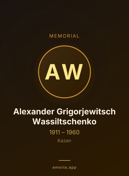 Memorial portrait of Alexander Grigorjewitsch Wassiltschenko