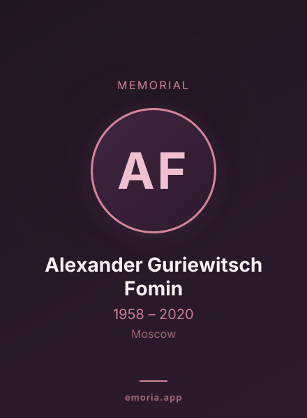 Memorial portrait of Alexander Guriewitsch Fomin