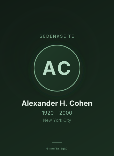Gedenkportrait von Alexander H. Cohen