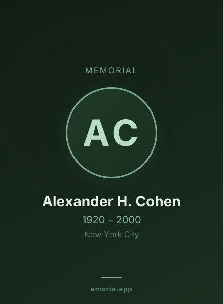 Memorial portrait of Alexander H. Cohen