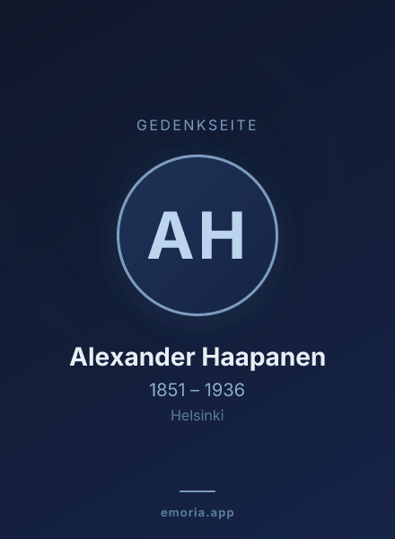 Gedenkportrait von Alexander Haapanen
