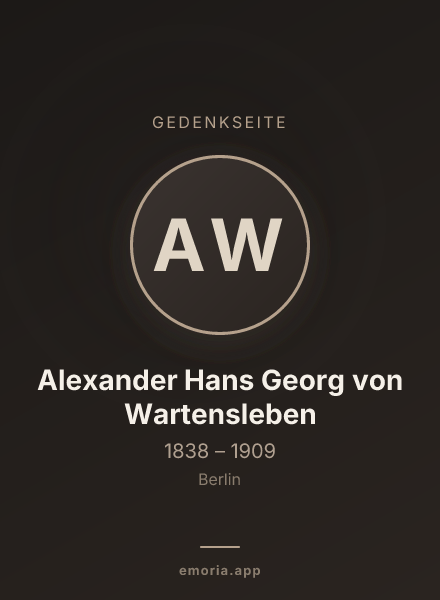 Gedenkportrait von Alexander Hans Georg von Wartensleben