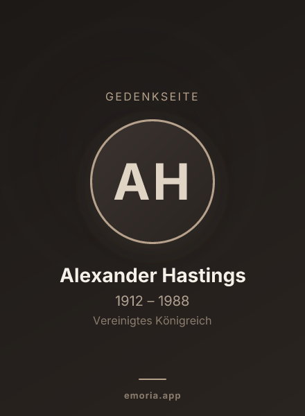 Gedenkportrait von Alexander Hastings