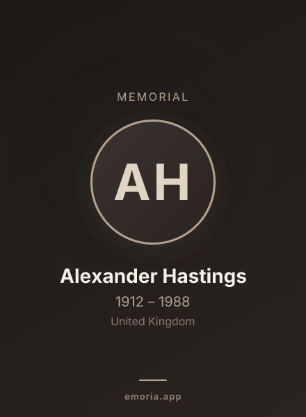Memorial portrait of Alexander Hastings