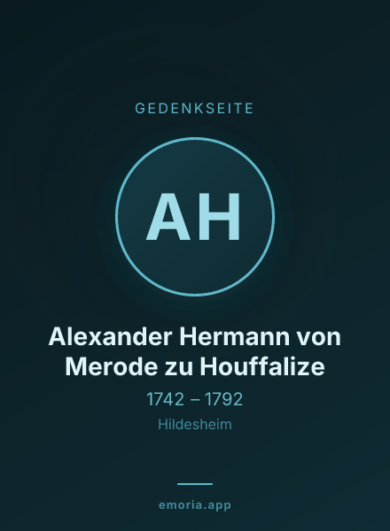 Gedenkportrait von Alexander Hermann von Merode zu Houffalize