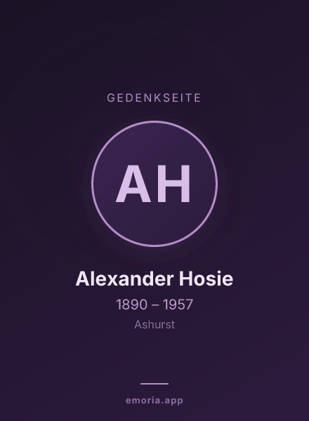 Gedenkportrait von Alexander Hosie