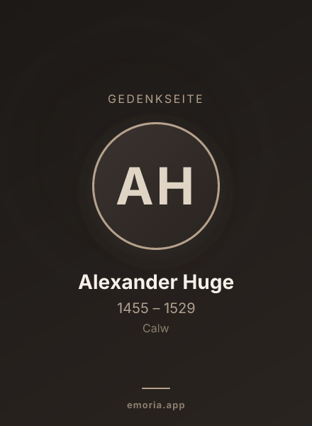 Gedenkportrait von Alexander Huge