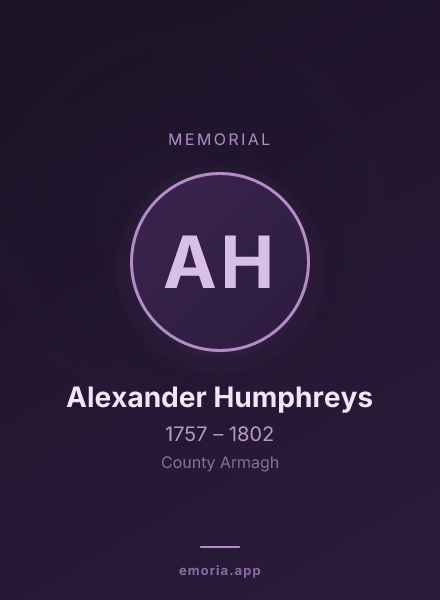 Memorial portrait of Alexander Humphreys