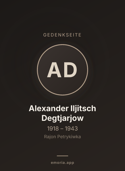 Gedenkportrait von Alexander Iljitsch Degtjarjow