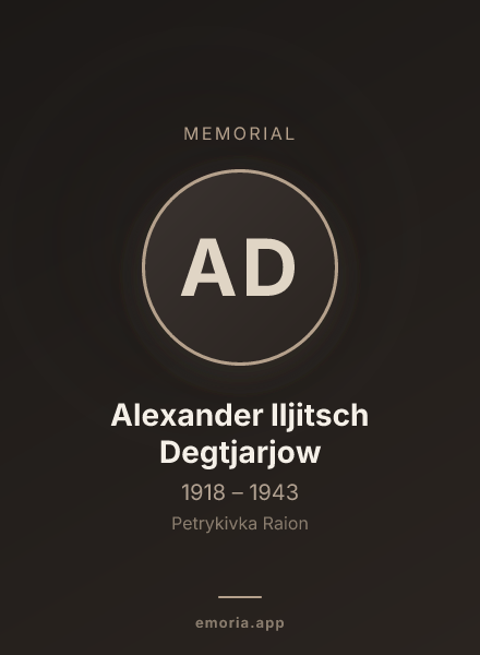 Memorial portrait of Alexander Iljitsch Degtjarjow