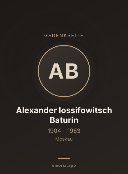 Gedenkportrait von Alexander Iossifowitsch Baturin