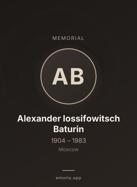 Memorial portrait of Alexander Iossifowitsch Baturin