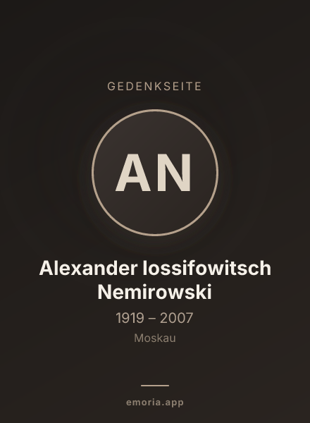 Gedenkportrait von Alexander Iossifowitsch Nemirowski