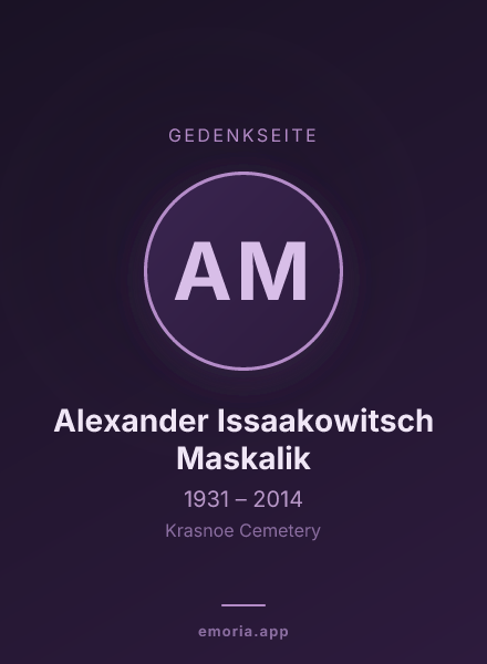 Gedenkportrait von Alexander Issaakowitsch Maskalik