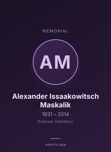 Memorial portrait of Alexander Issaakowitsch Maskalik