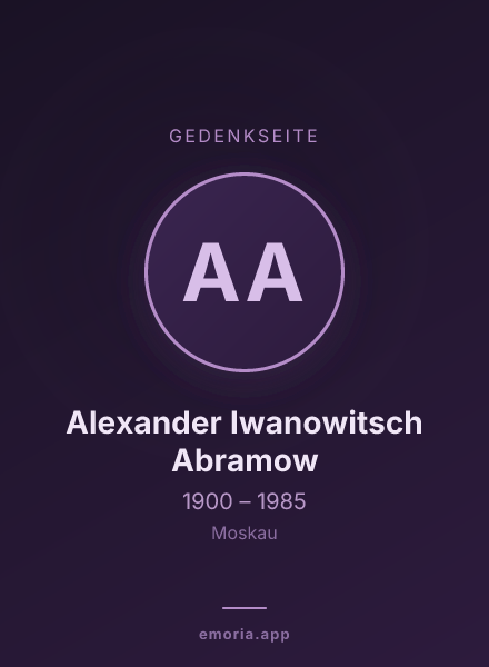 Gedenkportrait von Alexander Iwanowitsch Abramow