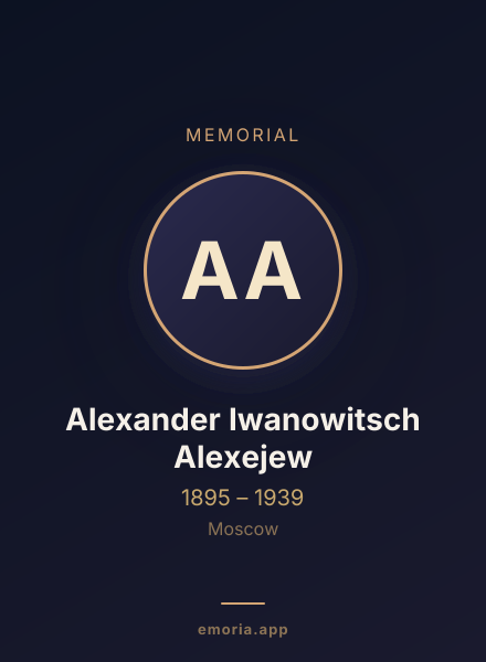 Memorial portrait of Alexander Iwanowitsch Alexejew