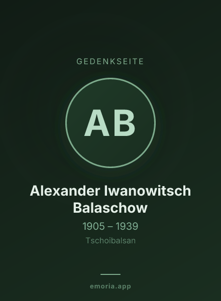 Gedenkportrait von Alexander Iwanowitsch Balaschow