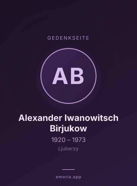 Gedenkportrait von Alexander Iwanowitsch Birjukow