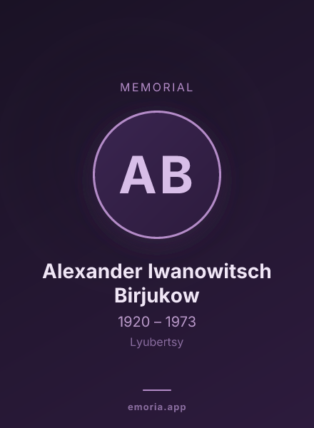 Memorial portrait of Alexander Iwanowitsch Birjukow