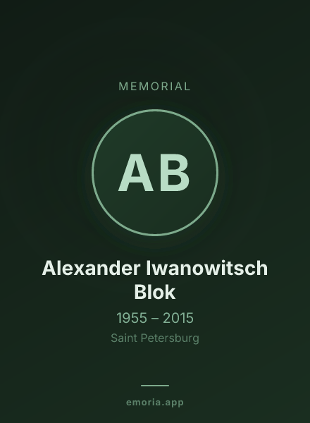 Memorial portrait of Alexander Iwanowitsch Blok