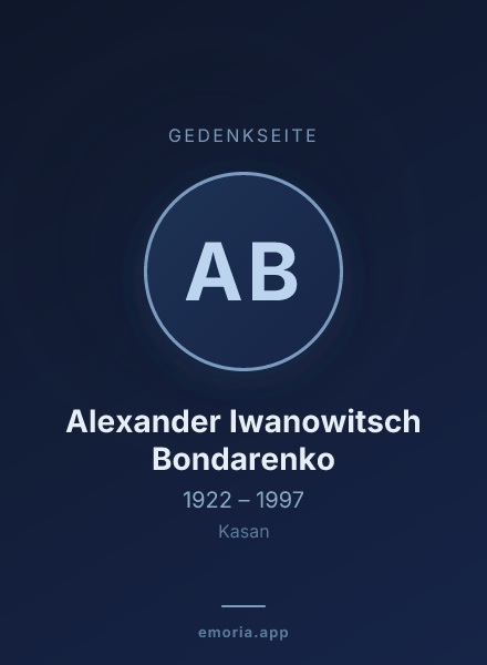 Gedenkportrait von Alexander Iwanowitsch Bondarenko