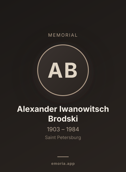 Memorial portrait of Alexander Iwanowitsch Brodski