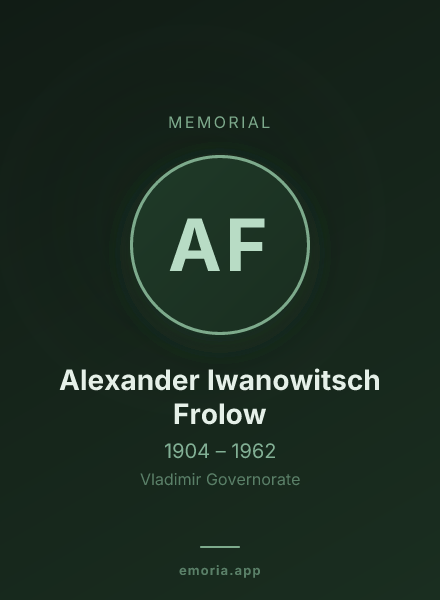 Memorial portrait of Alexander Iwanowitsch Frolow