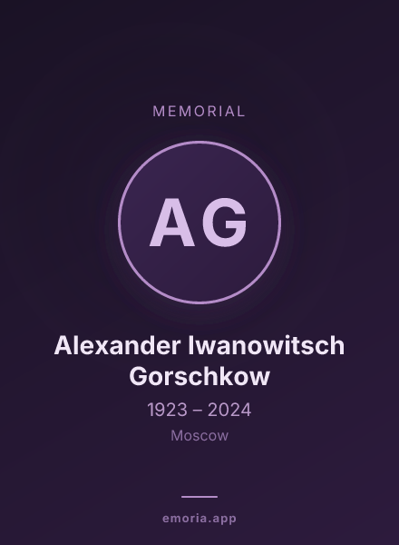 Memorial portrait of Alexander Iwanowitsch Gorschkow
