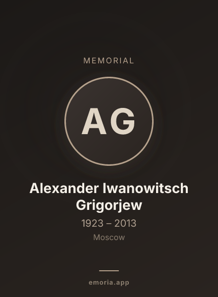 Memorial portrait of Alexander Iwanowitsch Grigorjew