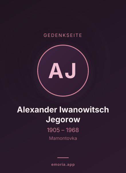 Gedenkportrait von Alexander Iwanowitsch Jegorow