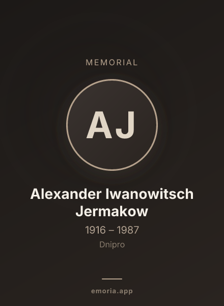 Memorial portrait of Alexander Iwanowitsch Jermakow
