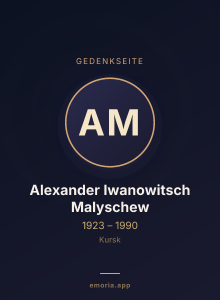 Gedenkportrait von Alexander Iwanowitsch Malyschew