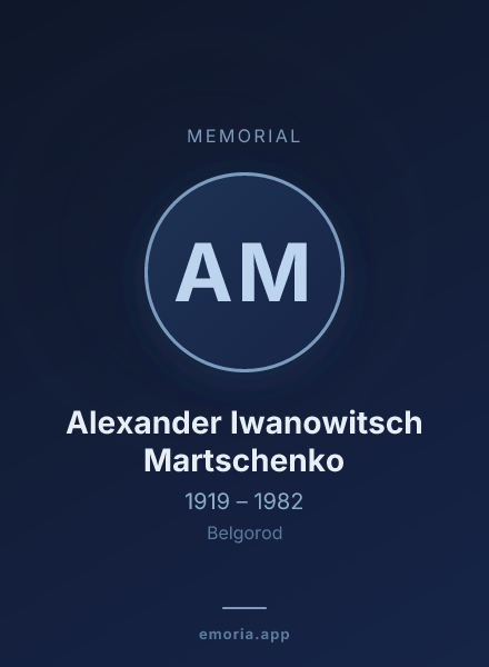 Memorial portrait of Alexander Iwanowitsch Martschenko