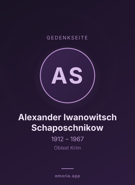 Gedenkportrait von Alexander Iwanowitsch Schaposchnikow