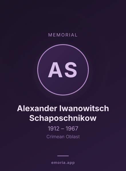 Memorial portrait of Alexander Iwanowitsch Schaposchnikow