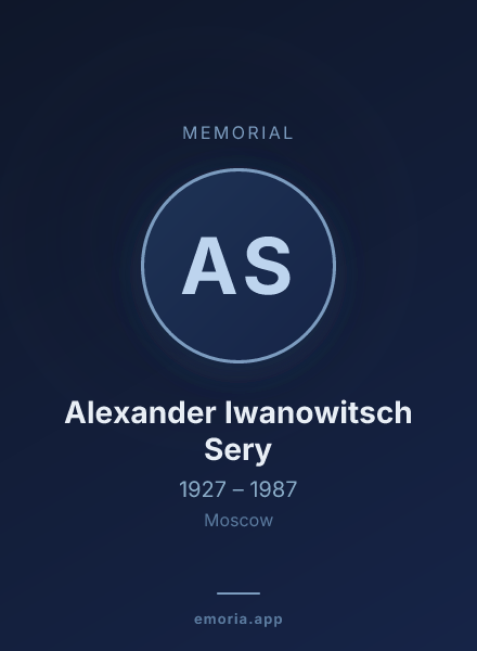 Memorial portrait of Alexander Iwanowitsch Sery