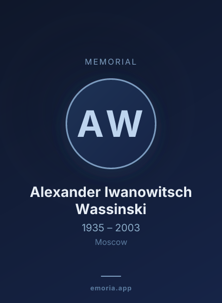 Memorial portrait of Alexander Iwanowitsch Wassinski