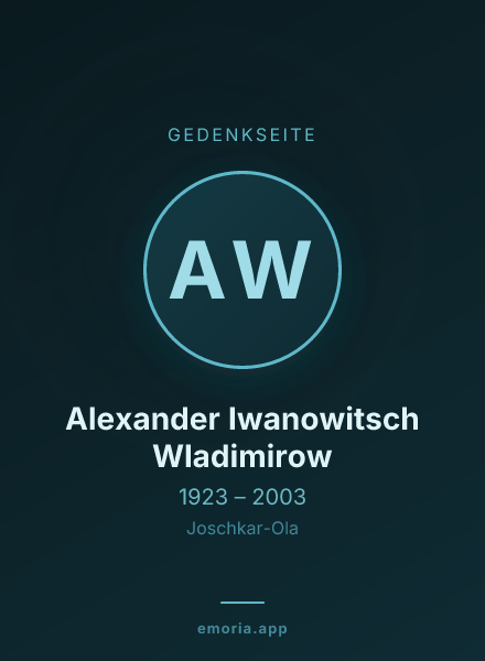 Gedenkportrait von Alexander Iwanowitsch Wladimirow
