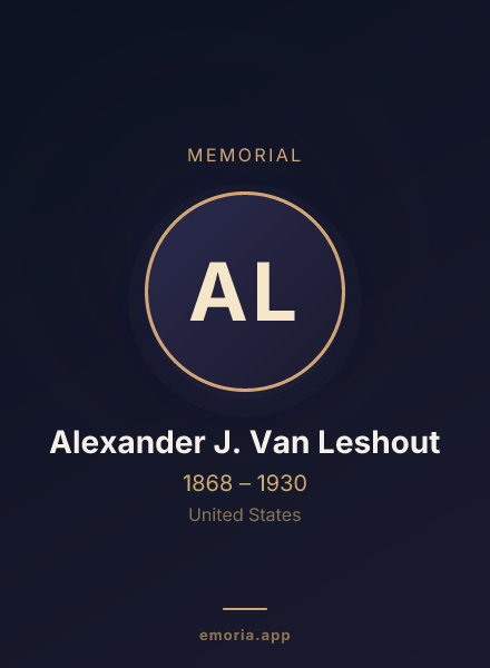 Memorial portrait of Alexander J. Van Leshout