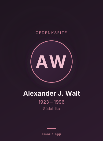 Gedenkportrait von Alexander J. Walt