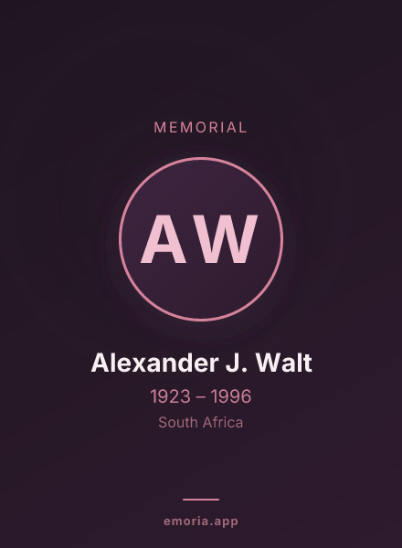 Memorial portrait of Alexander J. Walt