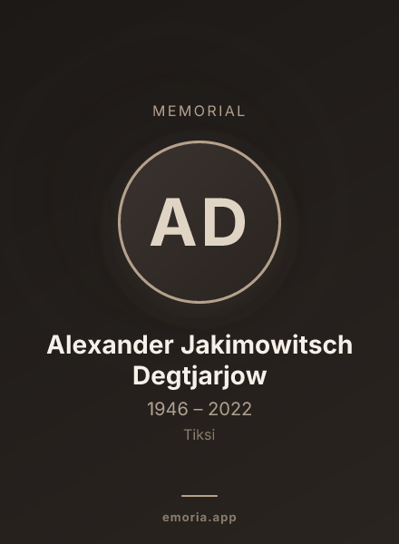 Memorial portrait of Alexander Jakimowitsch Degtjarjow