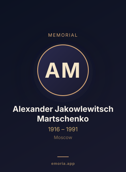 Memorial portrait of Alexander Jakowlewitsch Martschenko