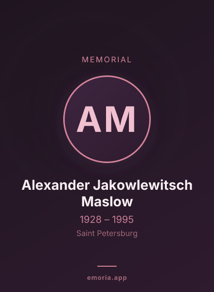 Memorial portrait of Alexander Jakowlewitsch Maslow