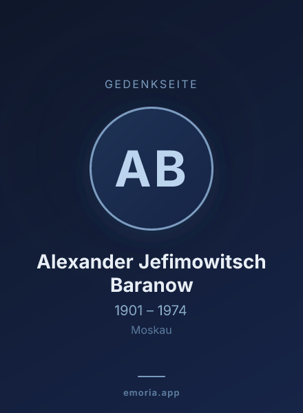Gedenkportrait von Alexander Jefimowitsch Baranow
